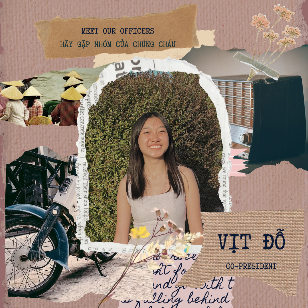 Vịt Đỗ is one of our co-presidents for Vietbay Teens this year. She is a junior at Palo Alto High School, and some of her hobbies include dancing, choreographing on her school's dance team, and crocheting.